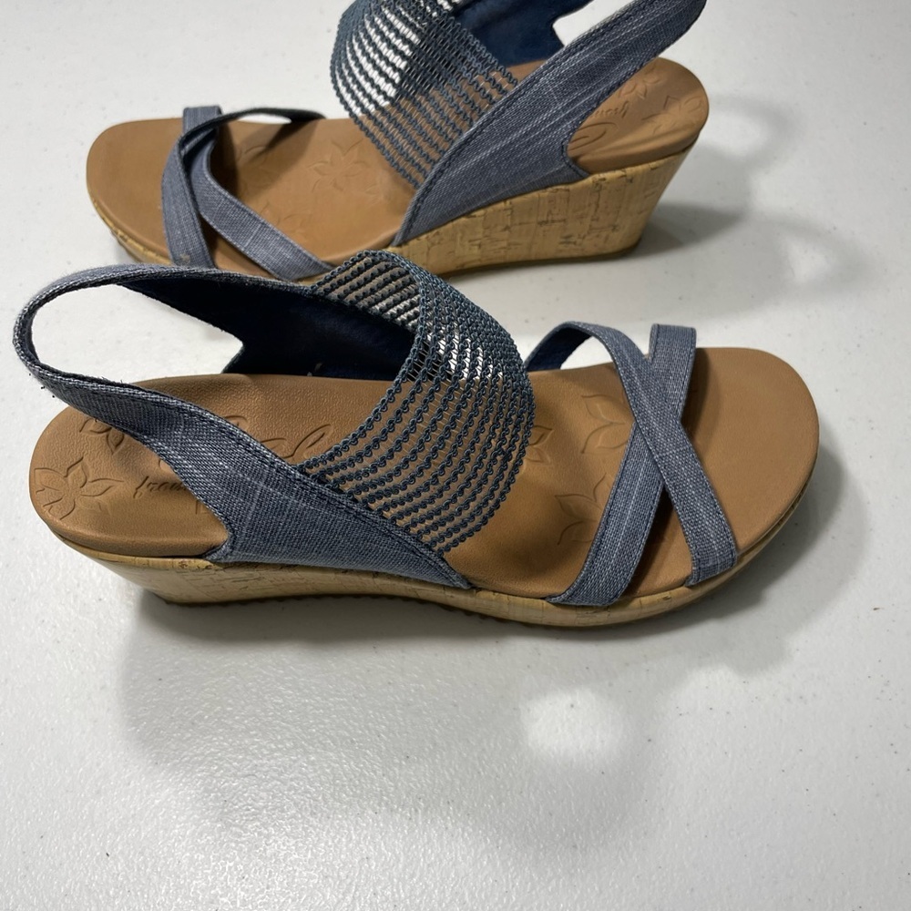 Cali Skechers Luxe Foam Women's Blue Sandals Size 8 SB-95 - Picture 3 of 7